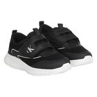 Boys Black & White Logo Trainers, 1, hi-res
