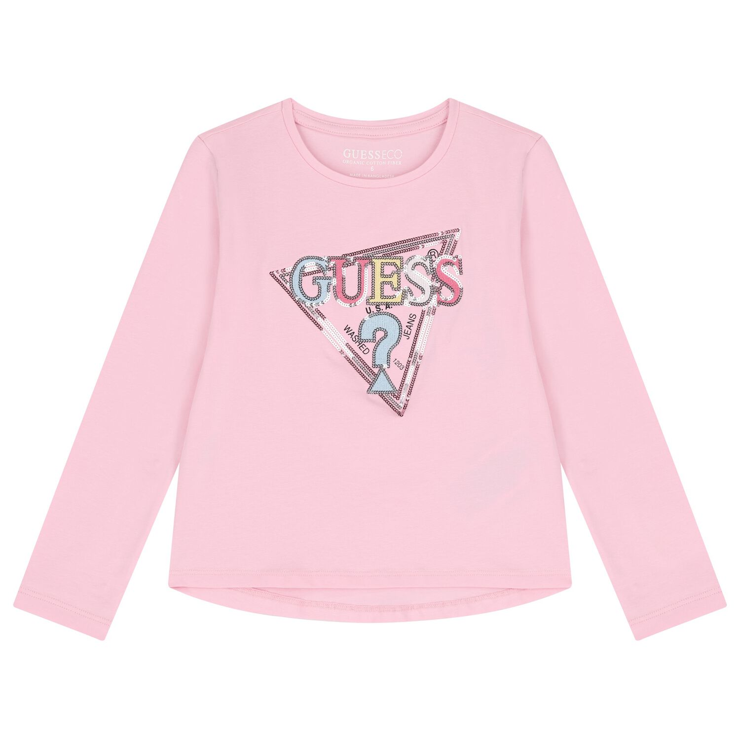 Girls Pink Logo Long Sleeve Top, 2, hi-res image number null