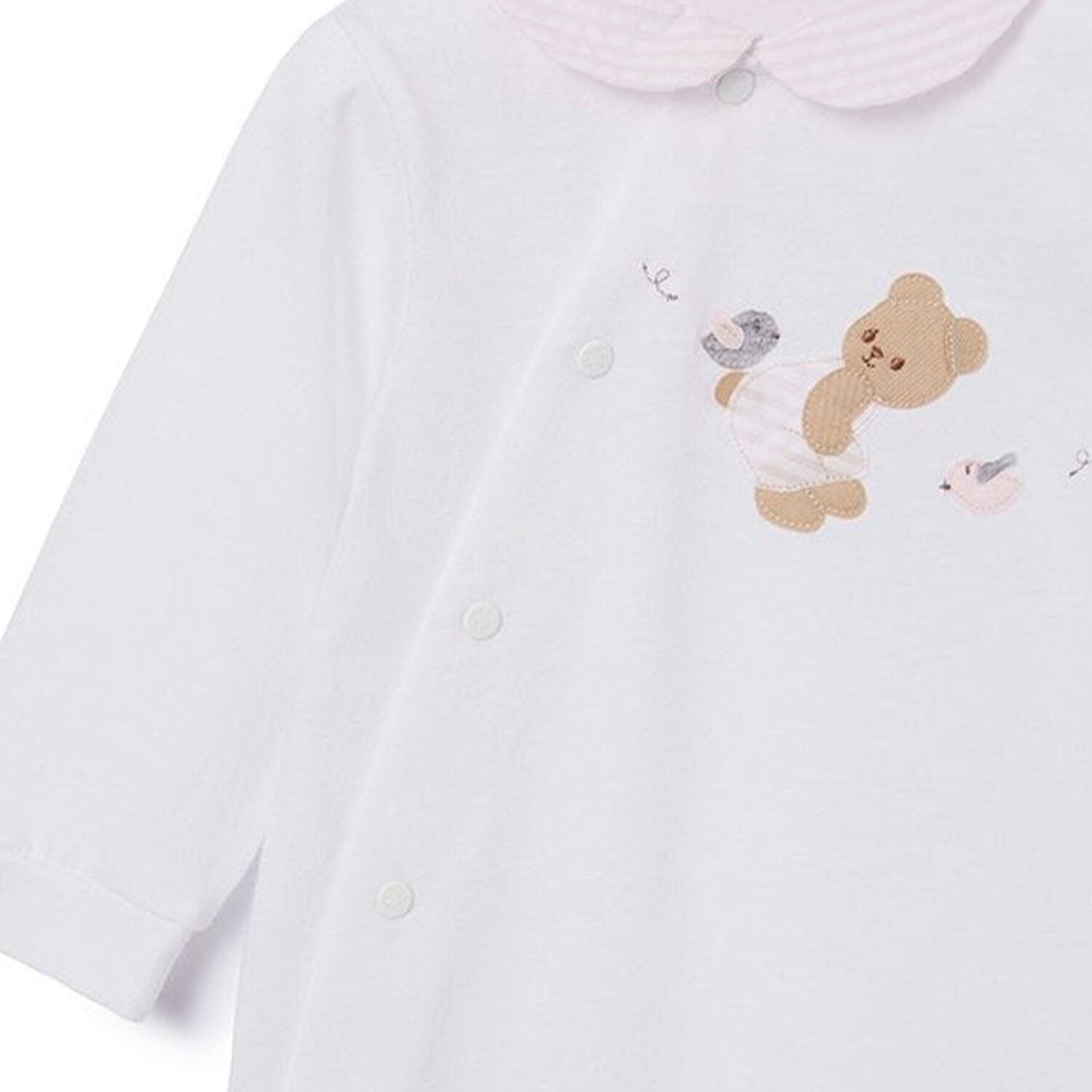 Girls White & Pink Babygrow, 1, hi-res