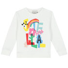 Younger Girls White Logo Sweatshirt, 1, hi-res
