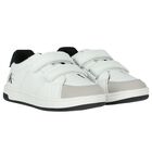 White & Black Logo Trainers, 1, hi-res