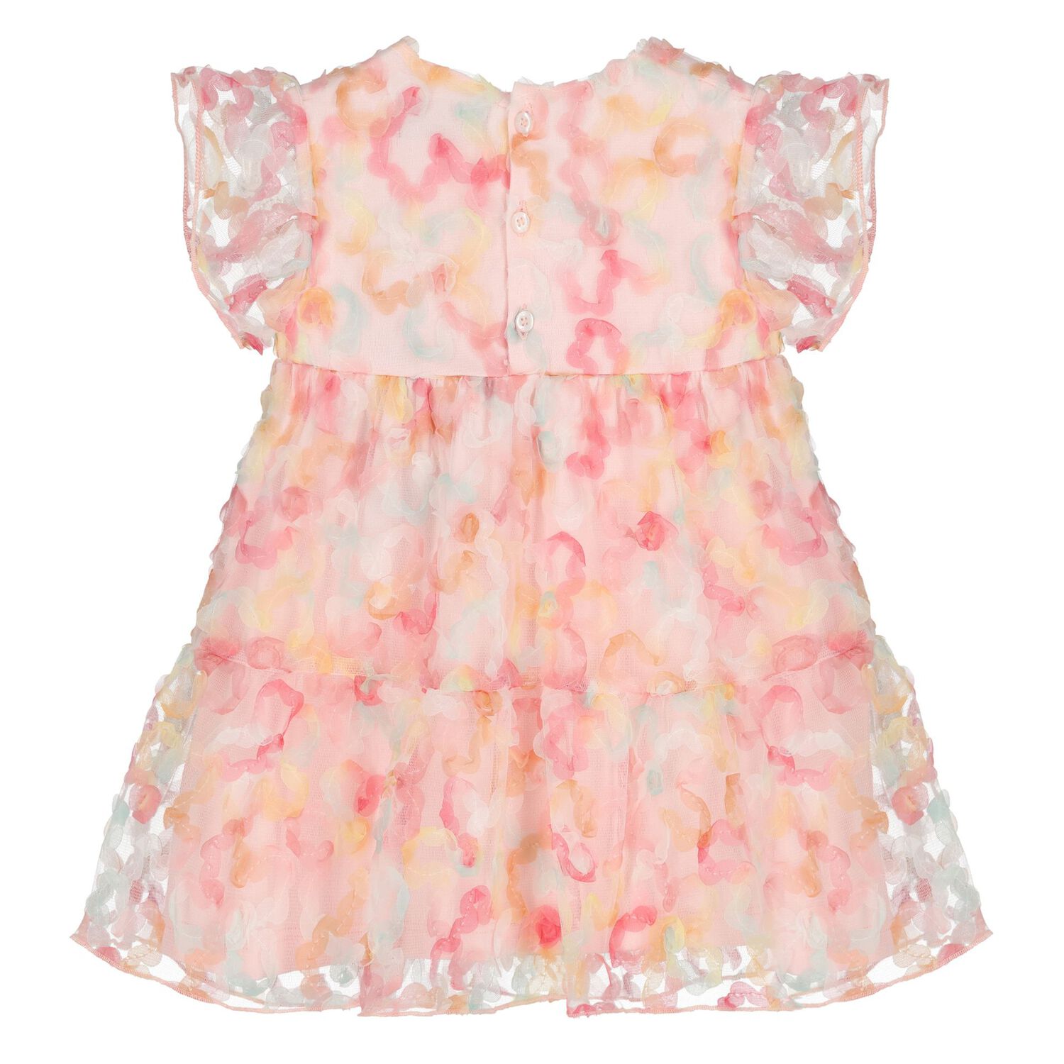 Younger Girls Pink Logo Floral Tulle Dress, 2, hi-res