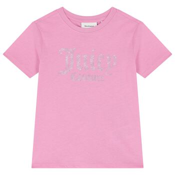 Girls Pink Crystal Embellished Diamant&eacute; Logo T-Shirt