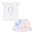 Baby Girls White & Pink Chiffon Skirt Set, 1, hi-res