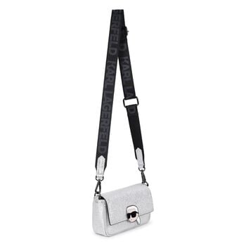 Girls Metallic Silver Ikonik Karl Logo Handbag