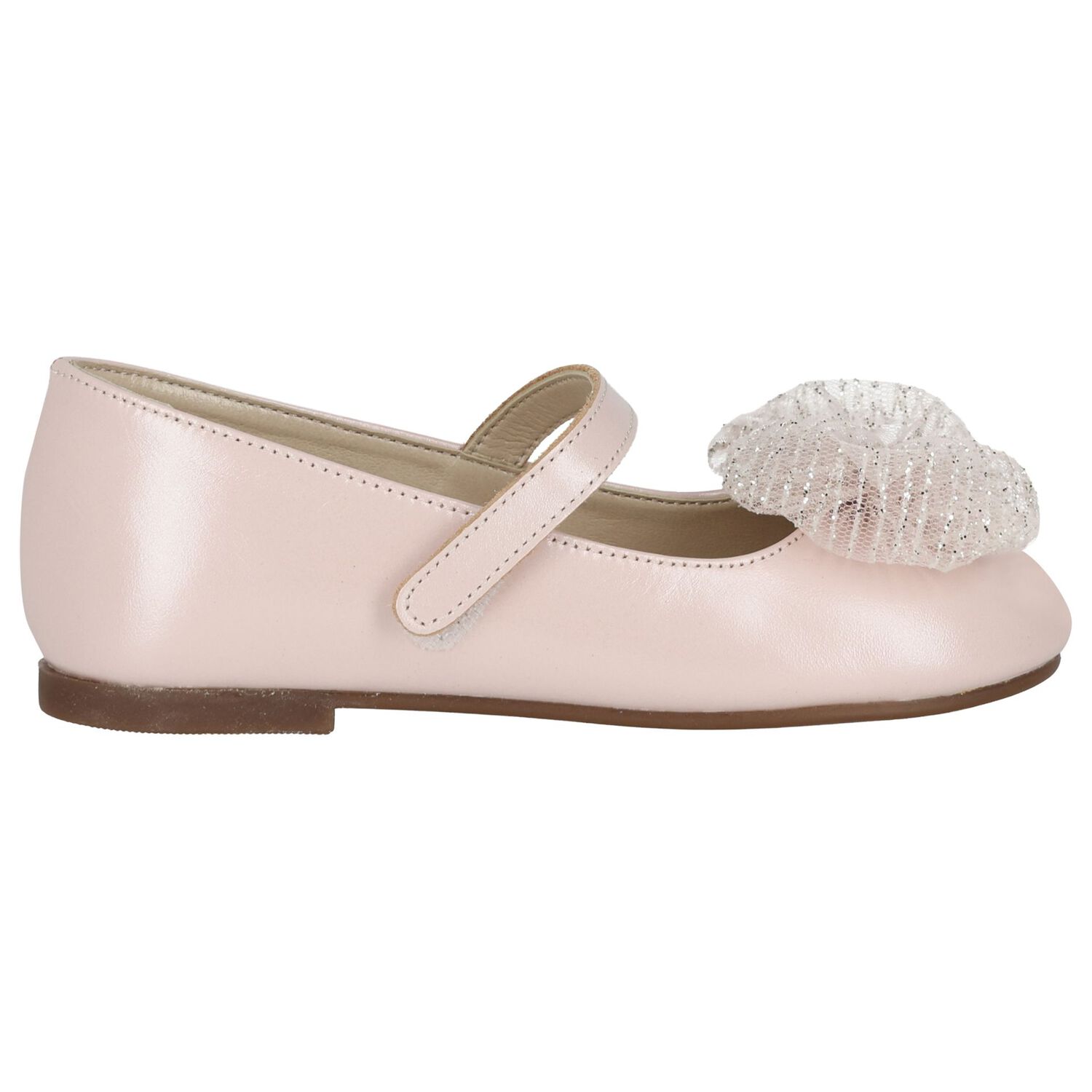 Girls Pink Leather Bow Shoes, 2, hi-res