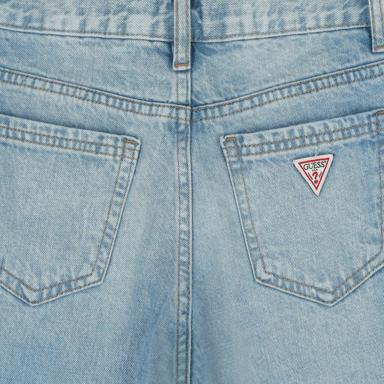 Boys Blue Denim Logo Shorts , 1, hi-res