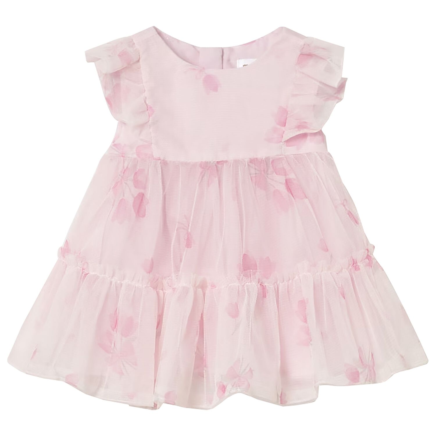 Baby Girls Pink Floral Tulle Dress, 2, hi-res