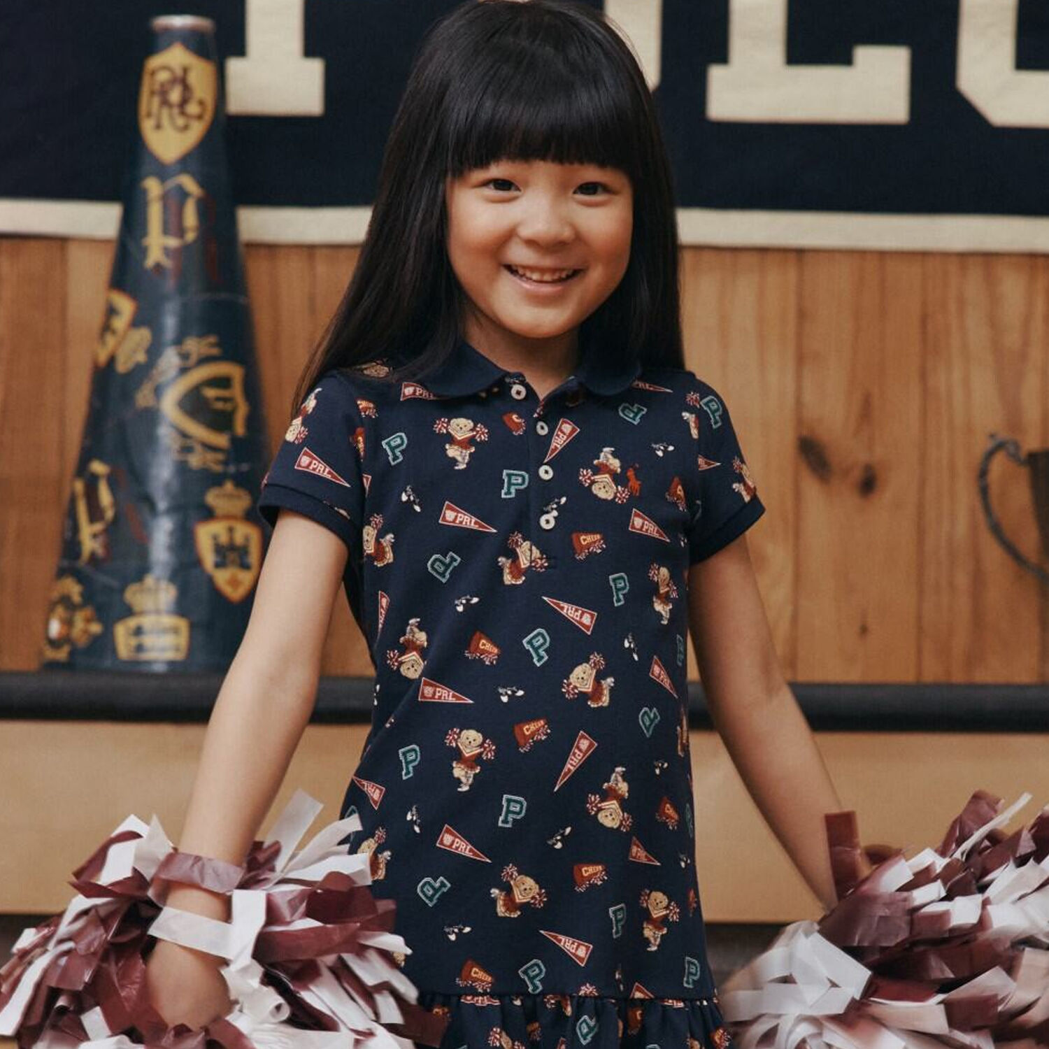 Girls Navy Blue Polo Dress, 1, hi-res