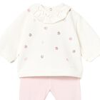 Baby Girls Ivory & Pink 2 Piece Babygrow, 1, hi-res