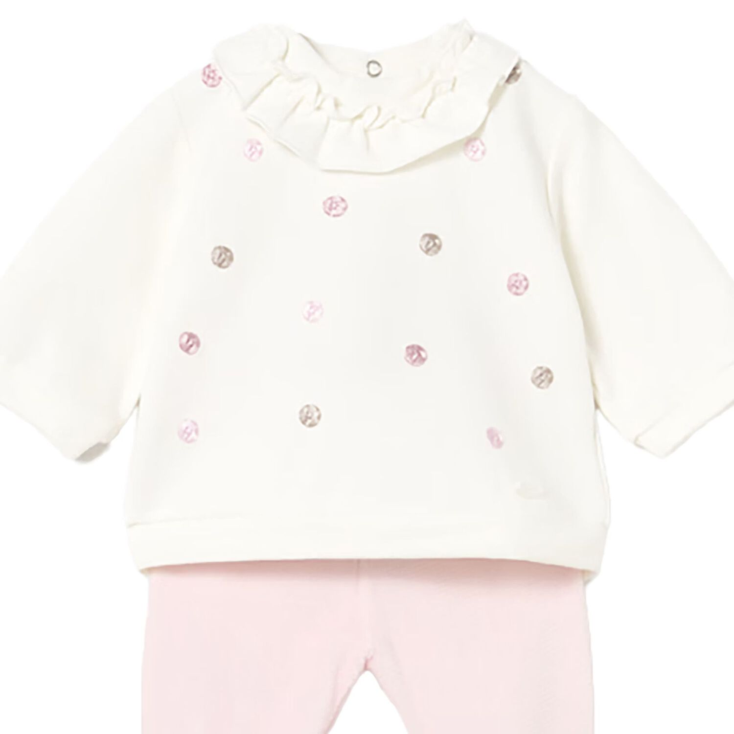 Baby Girls Ivory & Pink 2 Piece Babygrow, 1, hi-res