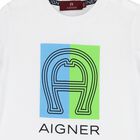Younger Boys White Logo T-Shirt, 1, hi-res