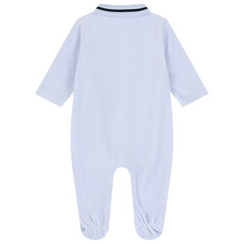 Baby Boys Blue & White Logo Babygrow