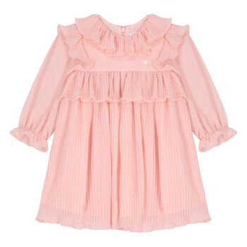 Younger Girls Pink Pleated Dress