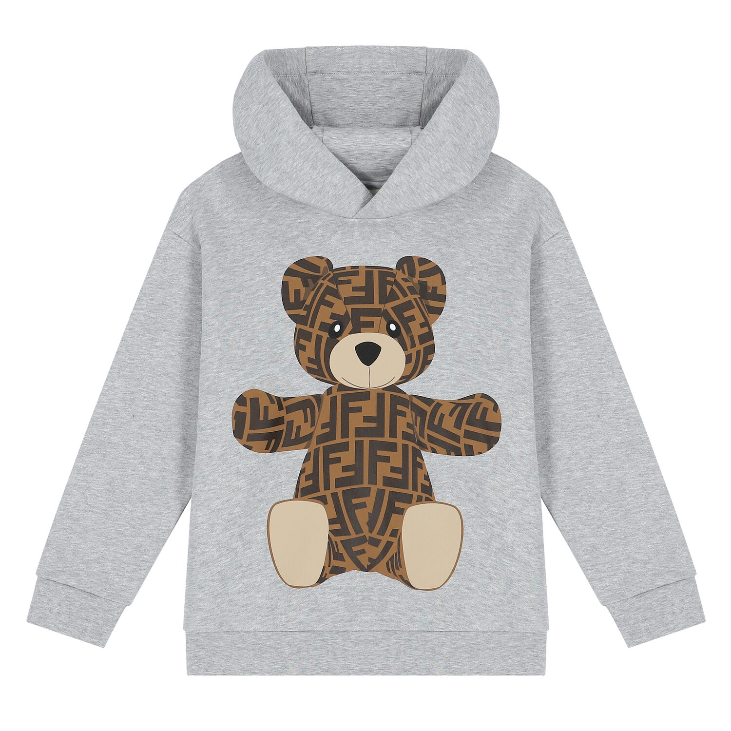 Grey Teddy Logo Hooded Top, 1, hi-res