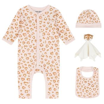 Baby Girls Pink Leopard Babygrow Gift Set