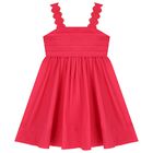 Girls Pink Pleated Satin Dress, 1, hi-res