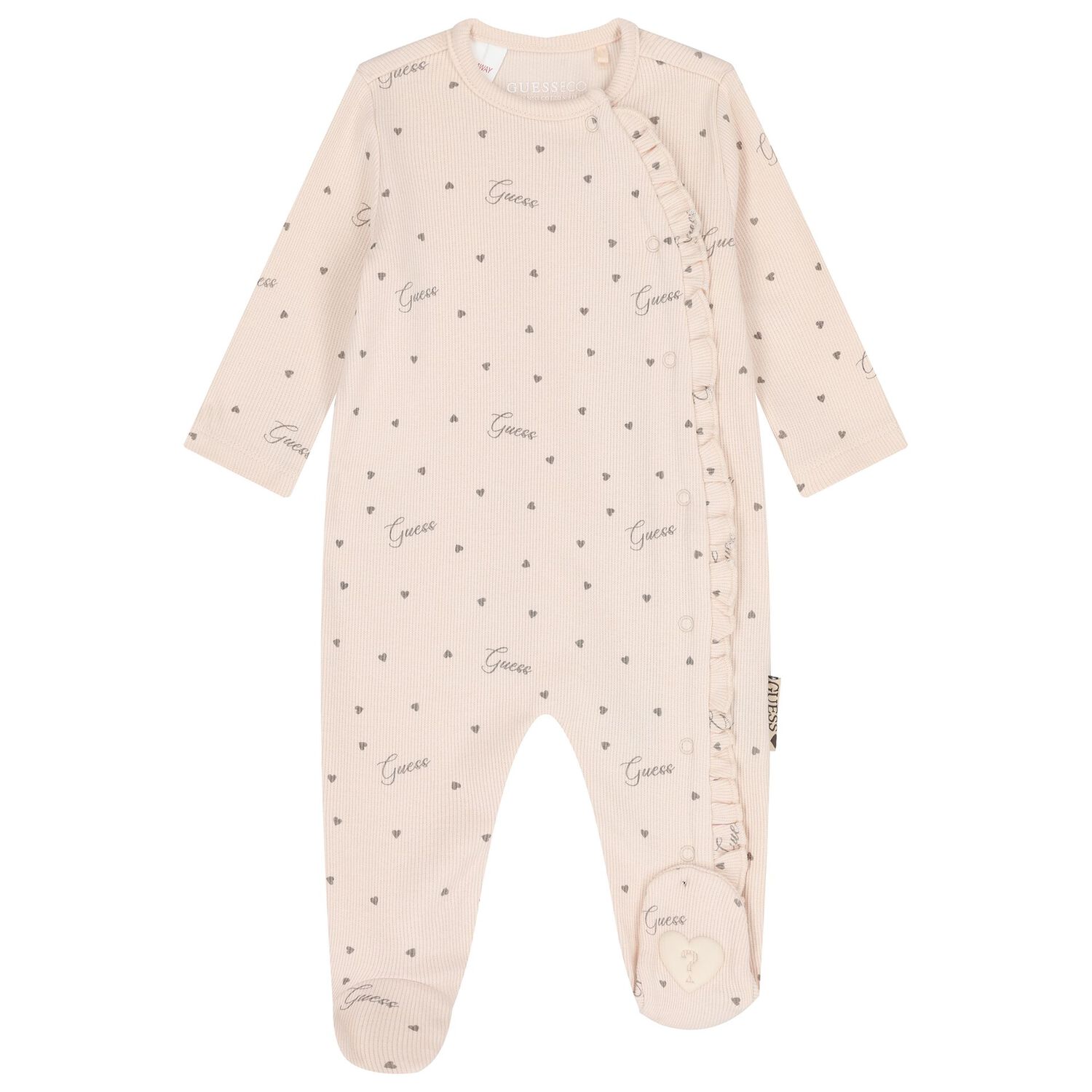 Baby Girls Beige Heart Babygrow Gift Set, 2, hi-res