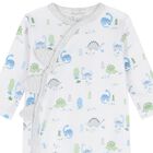 Baby Boys White & Blue Dinosaur Era Romper, 1, hi-res
