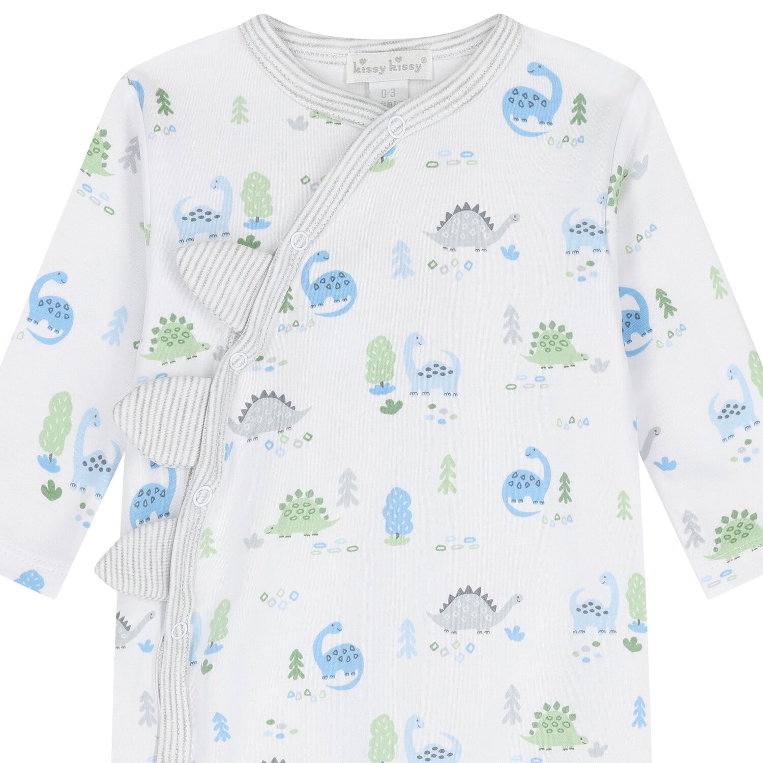 Baby Boys White & Blue Dinosaur Era Romper, 1, hi-res image number null
