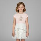Girls Pink & White Logo Tulle Dress Set, 2, hi-res
