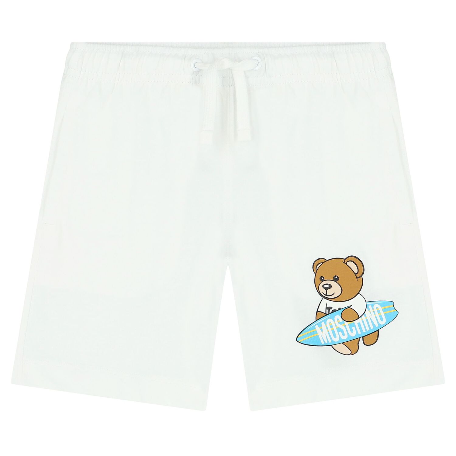 Boys Blue & White Teddy Bear Logo Shorts Set, 2, hi-res