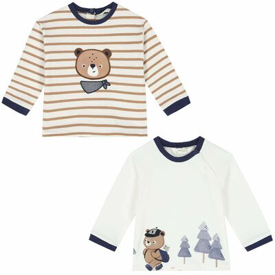 Baby Boys Ivory Long Sleeve Top ( 2-Pack )