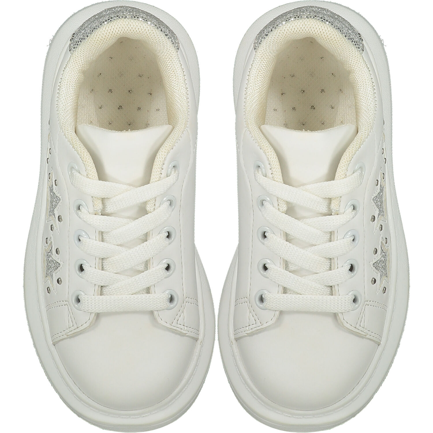 Girls White Star Trainers, 1, hi-res