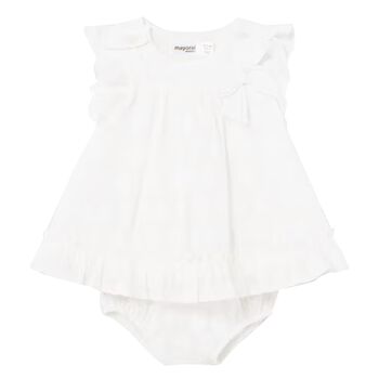 Baby Girls White Polka Dot Dress Set