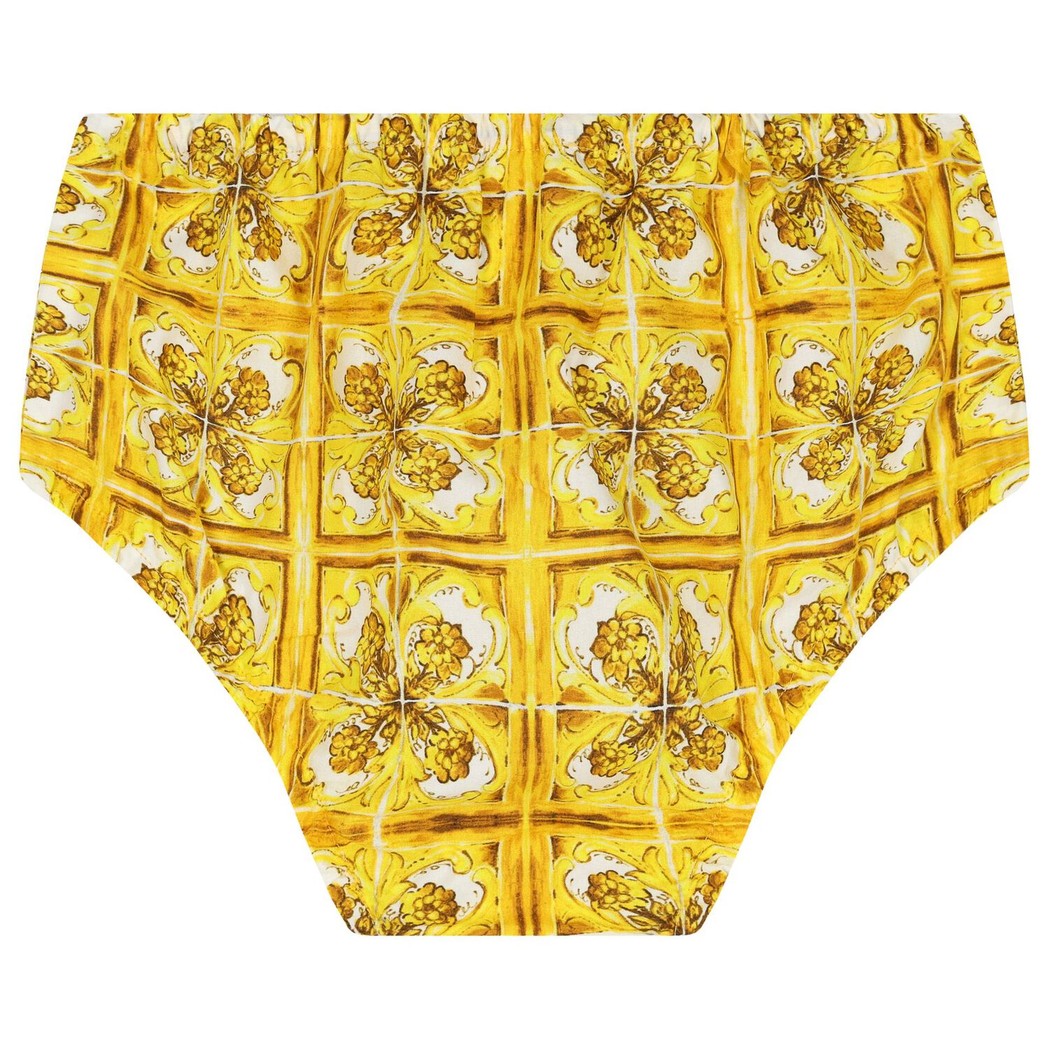 Baby Girls White & Yellow Majolica Dress Set, 1, hi-res