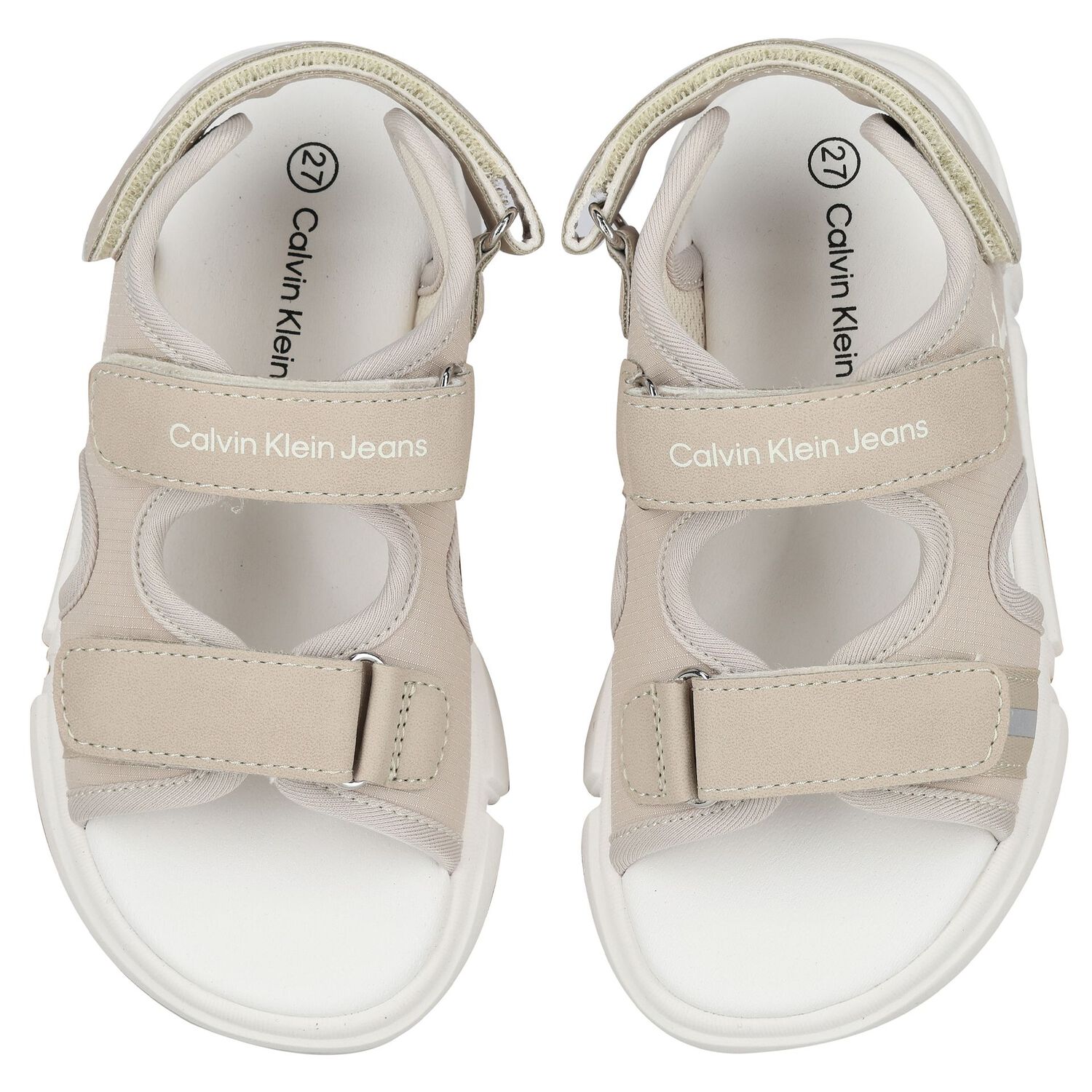 Beige & White Logo Sandals, 1, hi-res image number null