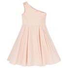 Girls Pink One Shoulder Dress, 2, hi-res