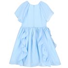 Girls Blue Chiffon Ruffle Dress, 1, hi-res
