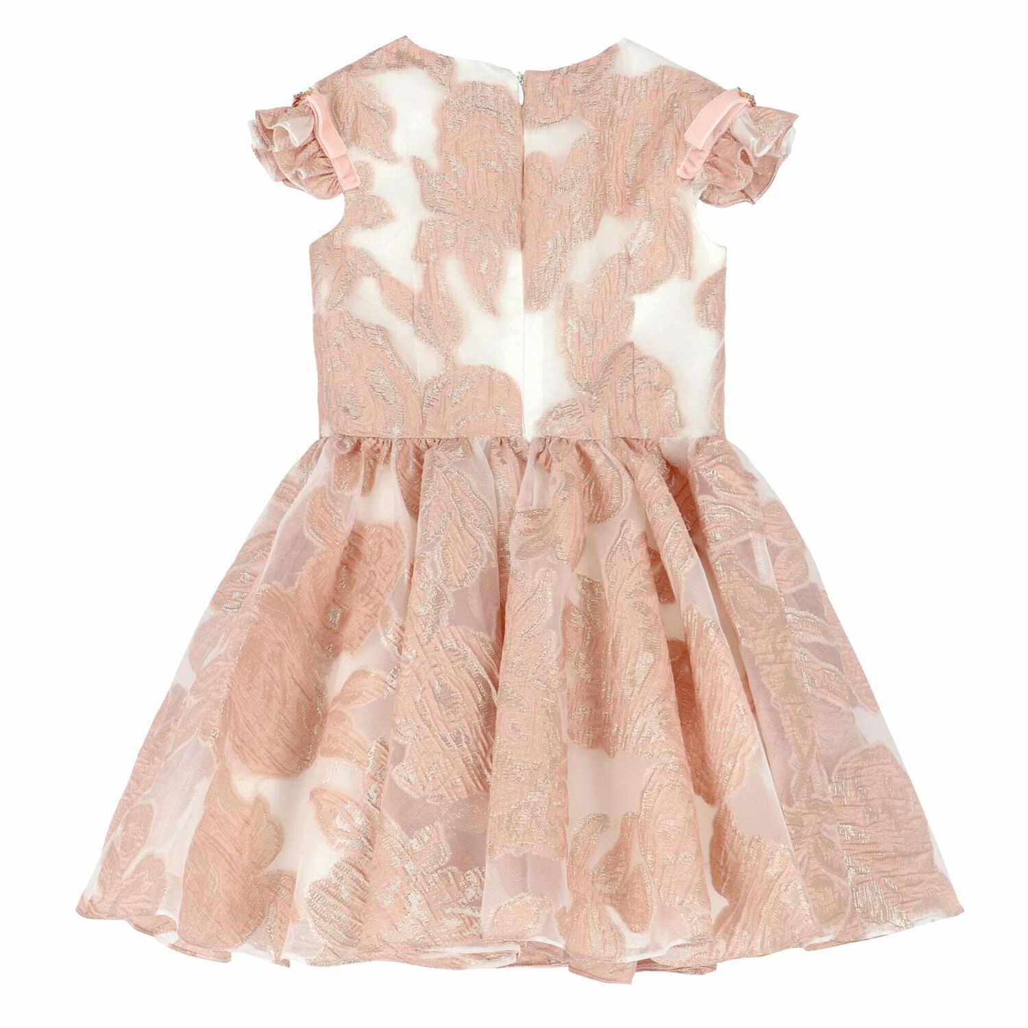 Girls Pink & Gold Organza Dress, 1, hi-res