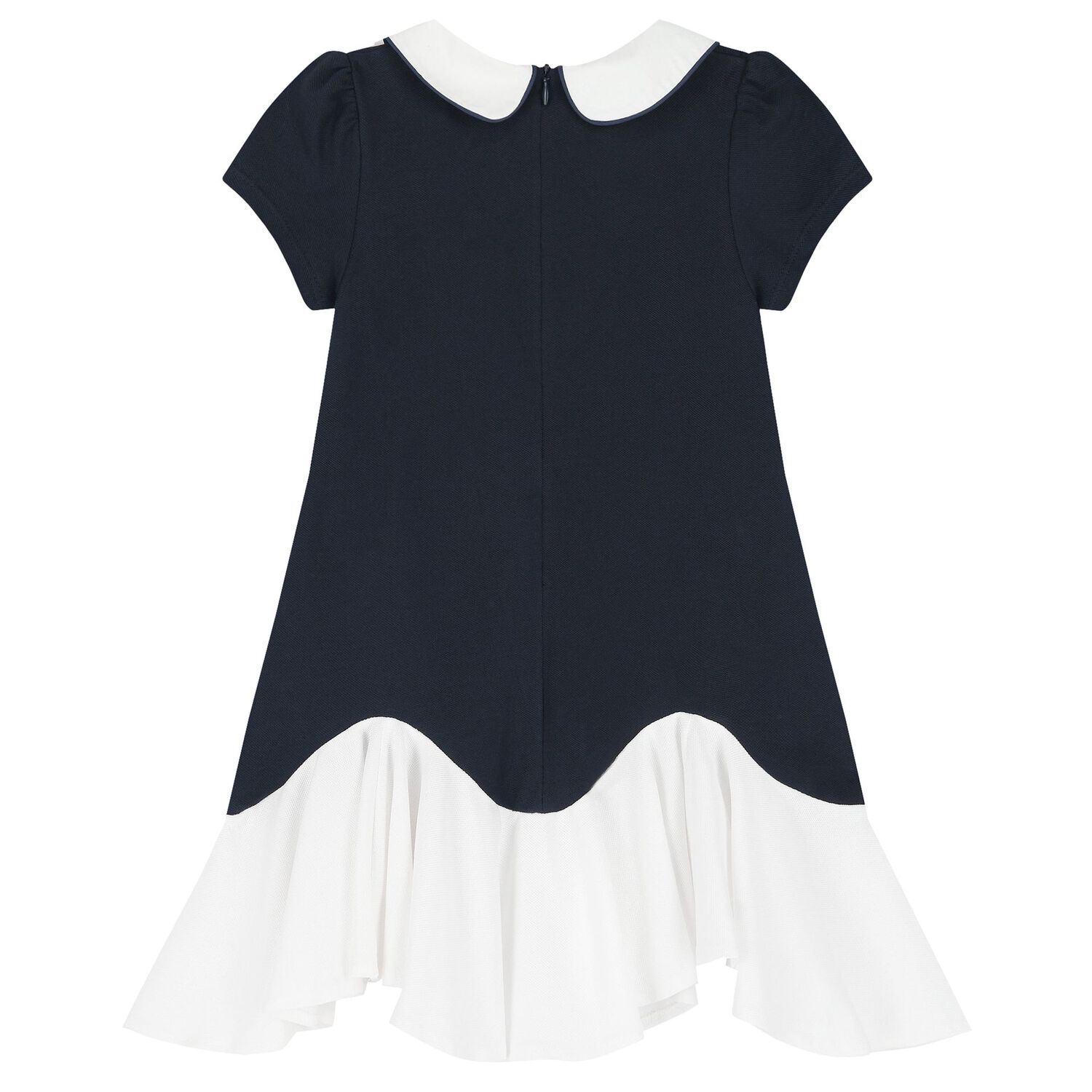 Girls Navy Blue & White Dress, 1, hi-res