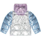 Younger Girls Pink & Blue Metallic Puffer Jacket, 1, hi-res