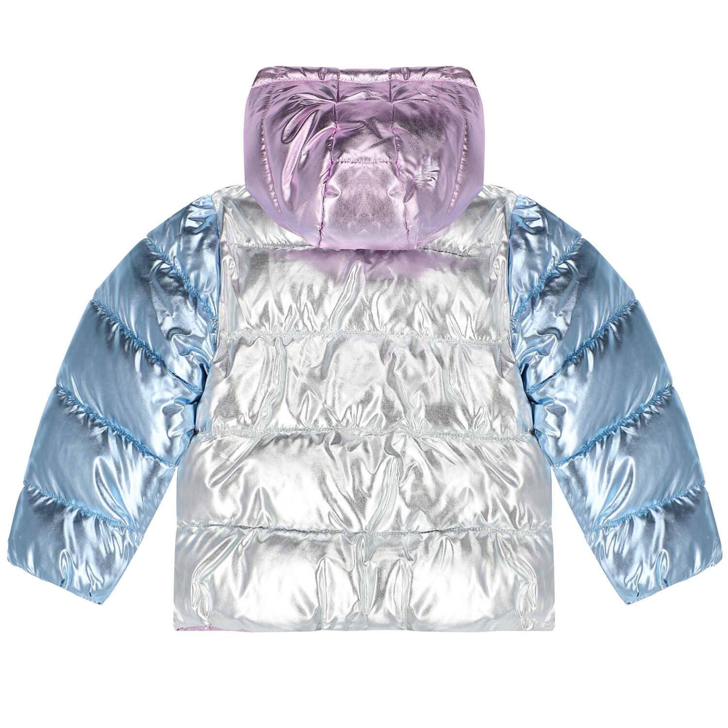 Younger Girls Pink & Blue Metallic Puffer Jacket, 1, hi-res image number null