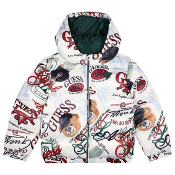 Boys White Logo Padded Puffer Jacket