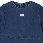 Girls Blue Logo Denim Dress, 1, hi-res
