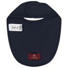 Baby Boys Navy Blue & Gold Logo Bib, 3, hi-res