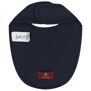 Baby Boys Navy Blue & Gold Logo Bib