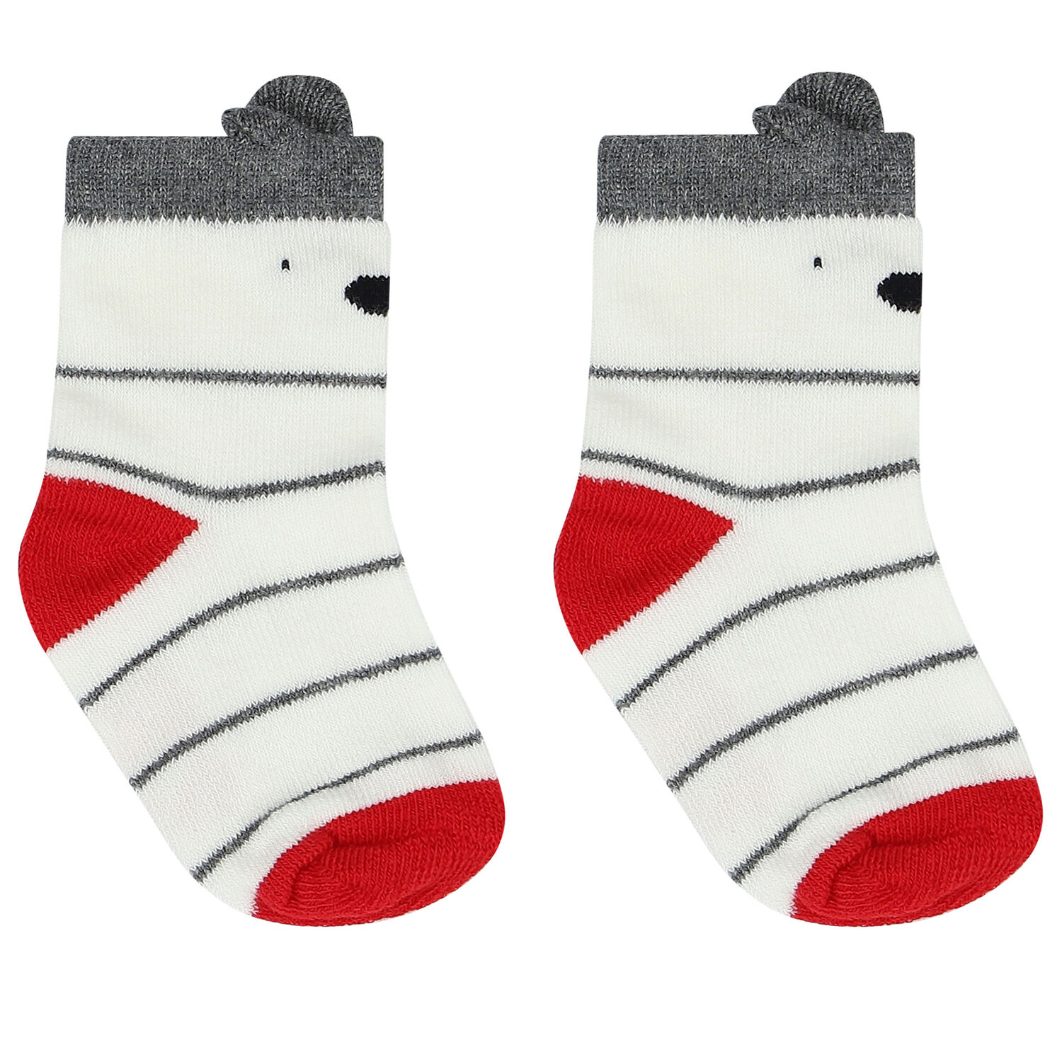 Baby Boys White, Grey & Red Socks ( 3-Pack ), 1, hi-res