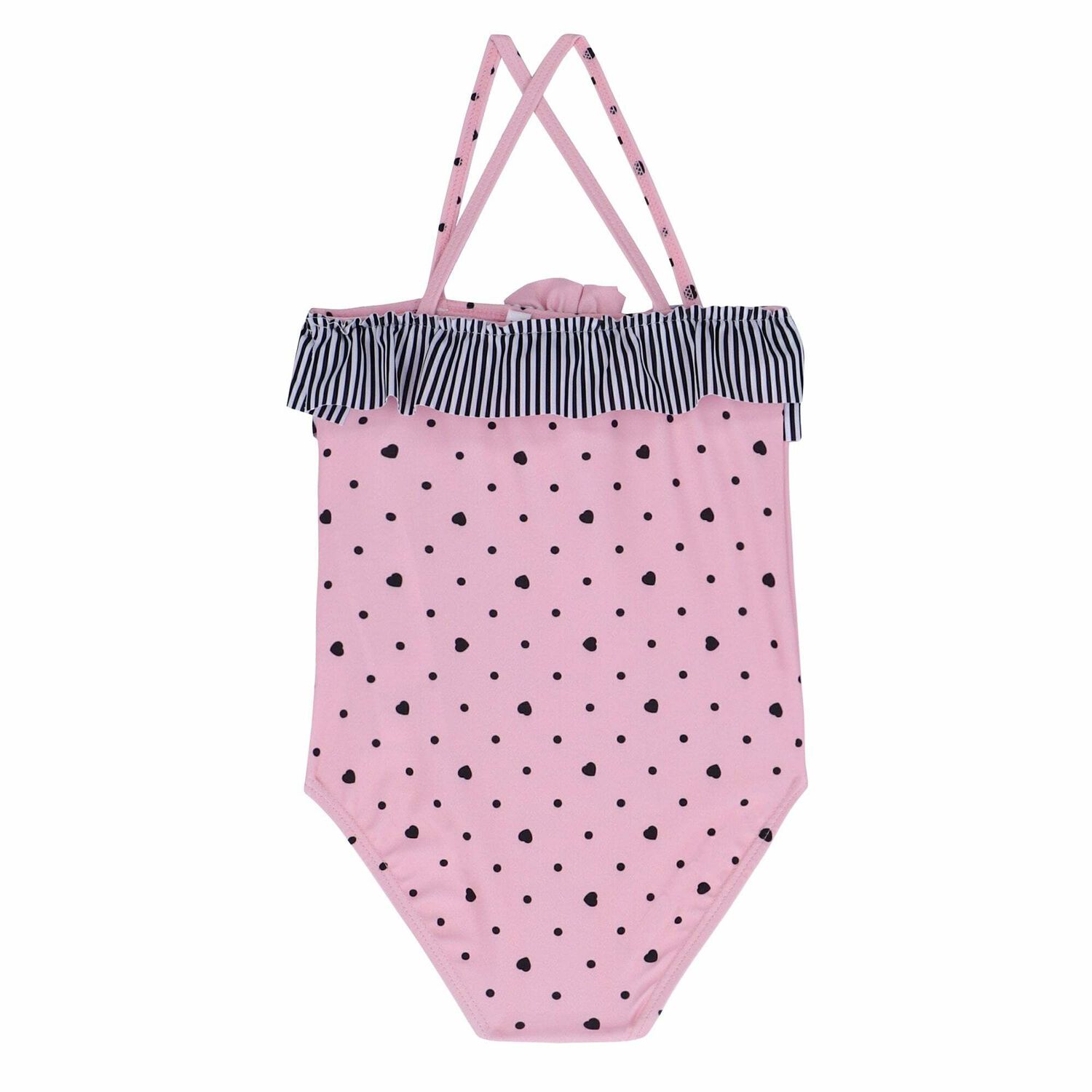 Girls Pink & Black Swimsuit, 1, hi-res