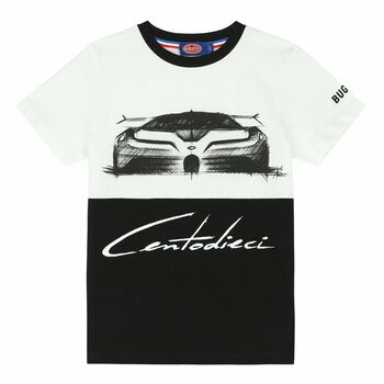 Boys White & Black Printed T-Shirt