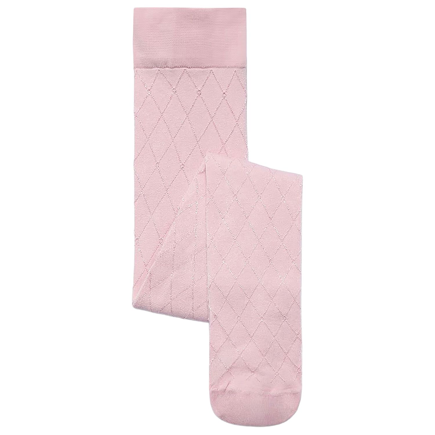 Younger Girls Pink Diamond Jacquard Tights, 1, hi-res