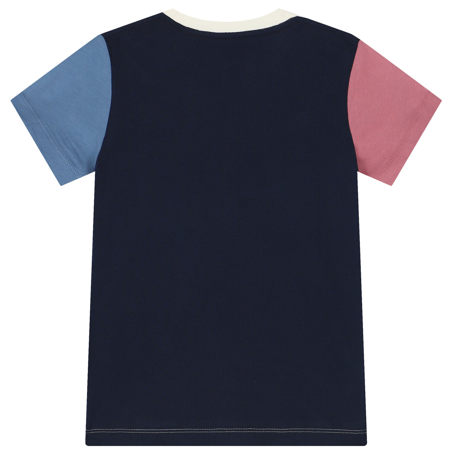 Boys Ivory & Navy Blue Logo T-Shirt, 1, hi-res
