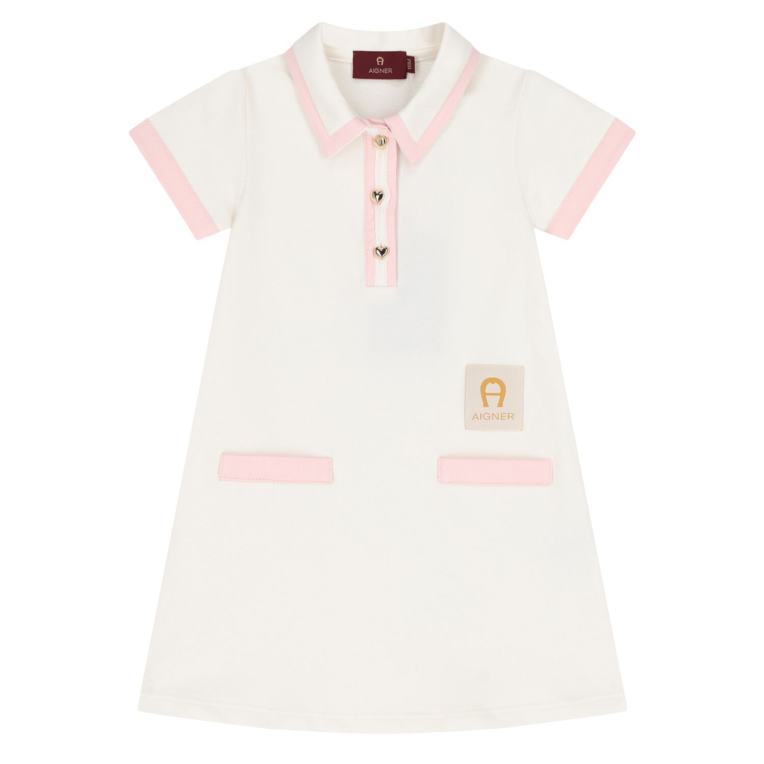 Younger Girls Ivory Logo Polo Dress, 1, hi-res