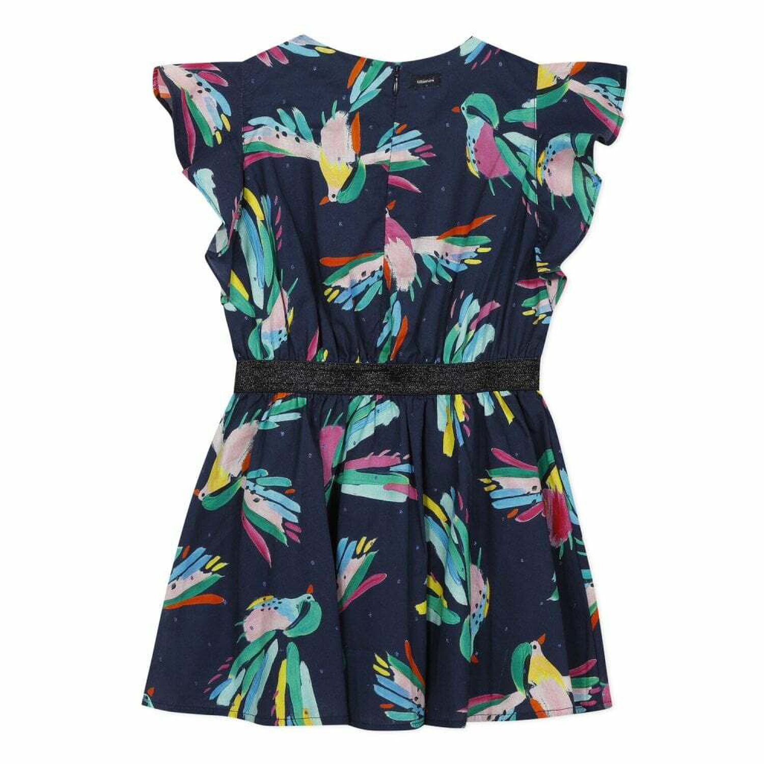 Girls Bird Printed Dress, 1, hi-res