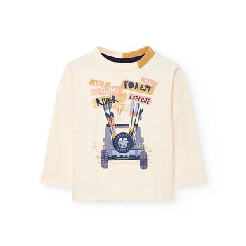 Boboli Boys Beige Car Long Sleeve Top, 1 Boys Beige Car Long Sleeve Top