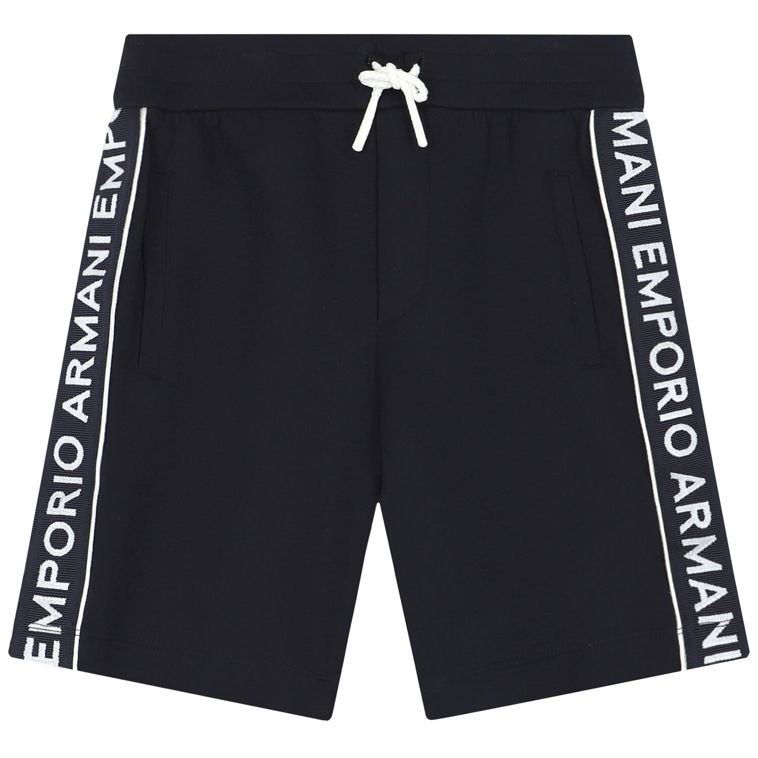 Boys Navy Blue Logo Shorts, 1, hi-res